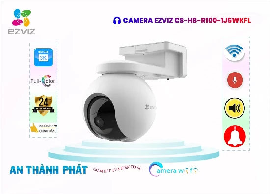  Lắp đặt Camera Ezviz CS-H8-R100-1J5WKFL chính hãng giá rẻ quan sát hình ảnh sắc nét 5MP (3K) với nhiều tính năng thông minh như phát hiện chuyển động, đàm thoại 2 chiều, giúp cho việc đảm bảo an ninh hiệu quả