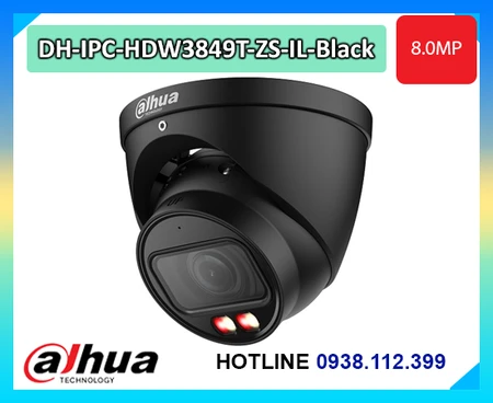 Camera Dahua DH-IPC-HDW3849T-ZS-IL-Black, Camera Eyeball 8MP Dahua WizSense, Camera Dahua vari-focal 2.7-13.5mm, Camera Dahua Smart Dual Light 50m, Camera AI Dahua SMD 4.0