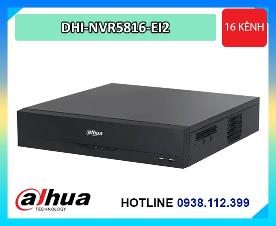 đầu ghi Dahua DHI-NVR5816-EI2, đầu ghi hình IP 16 kênh Dahua, đầu ghi camera AI Dahua, đầu ghi WizSense Dahua, đầu ghi camera 16 kênh chính hãng