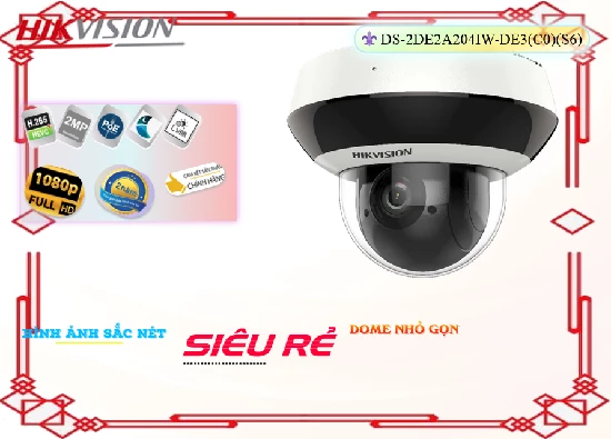  Camera Giám Sát DS-2DE2A204IW-DE3(C0)(S6) Trong và nét cả ngày và đêm với 2.0 MP Xem ban đêm Hồng Ngoại 20m Sản phậm Chức năng ưu việt Thu Âm Chức năng thông minh với Hồng Ngoại Smart IR mạnh mẽ hơn Progressive Scan CMOS H.265+/H.265/H.264+/H.264 Công nghệ hình Ảnh IP cho xử lý hình sáng đẹp Camera Dùng cho cửa hàng gia đình phù hợp Xoay 360 Hồng Ngoại Smart IR Hồng Ngoại Smart IR
