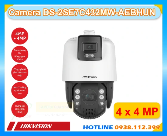  HIKVISION DS-2SE7C432MW-AEBHUN là dòng camera 2 mắt ngoài trời với độ phân giải 4MP và hồng ngoại 200m cùng khả năng báo động chủ động bằng âm thanh