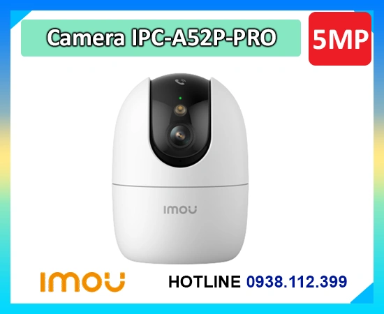  Camera WiFi IPC-A52P-Pro nổi bật với độ phân giải 5MP (3K) cho hình ảnh siêu nét, hỗ trợ quay quét 355° và dọc 80° bao quát không gian. Kết nối Wi-Fi 6 ổn định, tích hợp AI thông minh phát hiện người, thú cưng, âm thanh, cùng đàm thoại 2 chiều và lưu trữ thẻ nhớ đến 512GB.