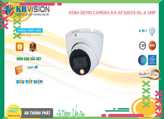   Loại Camera an ninh  HD  KX-AF5002S-DL-A Công nghệ chip xử lý hình ảnh CMOS Thu hình ảnh màu đẹp hơn  H.265/H.264+/H.264 thêm  Độ phân giải 5.0 MP Công nghệ giám sát ban đêm Hồng Ngoại 20m giá rẻ tiết kiệm  HD  Ứng dụng khả năng Thu Âm đáng quan tâm  Hình ảnh ban đêm chất lượng với Starlight Trang bị công nghệ AHD CVI TVI BCS dễ dàng thi công  Lắp camera trong nhà phù hợp với văn phòng, gia đình, shop cửa hàngDome Kim loại Hình ảnh ban đêm chất lượng với StarlightStarlight