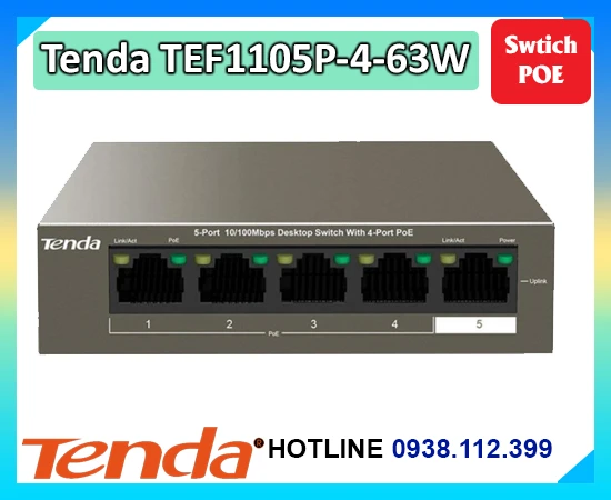 Lắp đặt camera Switch PoE Tenda TEF1105P-4-63W