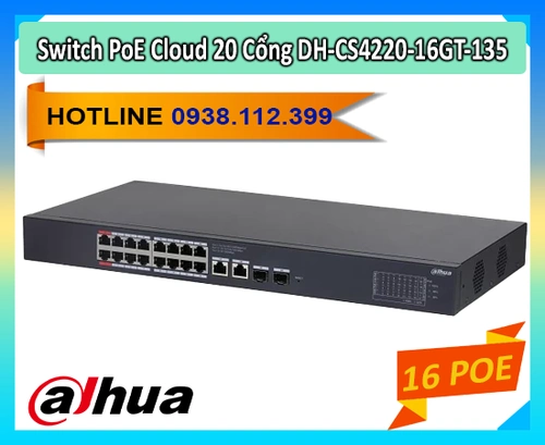 Switch Dahua DH-CS4220-16GT-135, DH-CS4220-16GT-135 giá rẻ, DH-CS4220-16GT-135 16 cổng poe, Mua DH-CS4220-16GT-135, Switch PoE DH-CS4220-16GT-135, DH-CS4220-16GT-135 cloud quản lý, Bộ chia mạng DH-CS4220-16GT-135

