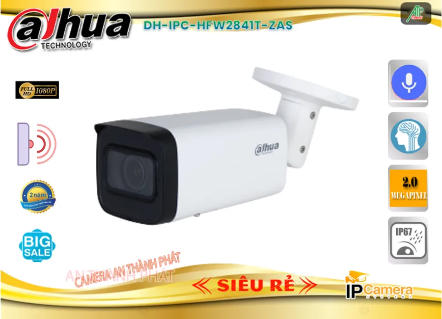 Camera IP Dahua Thân DH,IPC,HFW2841T,ZAS,DH IPC HFW2841T ZAS,Giá Bán DH,IPC,HFW2841T,ZAS sắc nét Dahua