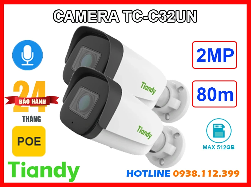 Camera TIANDY TC-C32UN (2MP), camera ngoài trời TIANDY TC-C32UN, lắp đặt camera TIANDY TC-C32UN, lắp camera TIANDY TC-C32UN giá rẻ, TIANDY TC-C32UN, camera ghi âm TIANDY TC-C32UN, camera chính hãng TIANDY TC-C32UN, TC-C32UN, camera sắc nét TC-C32UN,